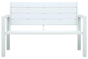 Záhradná lavička 120 cm, HDPE, biela, drevený vzhľad