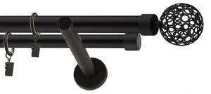 Dekorstudio Garniža dvojradová AZUR čierna-matná 19mm Dĺžka: 280cm, Typ príslušenstva: Krúžky tiché so štipcami