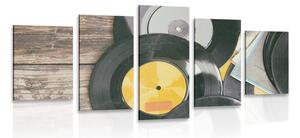 5-dielny obraz staré platne gramofónu
