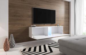 TV stolík/skrinka Savanna 160 (biela matná + biely lesk) (s osvetlením). Vlastná spoľahlivá doprava až k Vám domov. 1000634