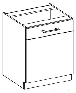 Samostatná kuchyňská skříňka spodní 60 cm LOUSIE - Černá / Dub artisan
