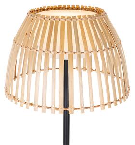 Vidiecka stojaca lampa čierna s bambusom vrátane LED - Kaiser