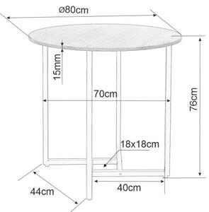 Okrúhly jedálenský stôl ALTO II 80 cm, dekor biely mramor