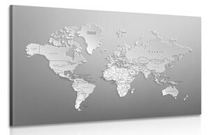 Obraz čiernobiela mapa sveta v originálnom prevedení Varianta: 90x60