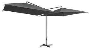 Dvojitý slnečník s oceľovou tyčou 250x250 cm, antracitový