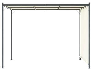 Pergola s nastaviteľnou strechou krémovo-biela 3x3 m oceľová