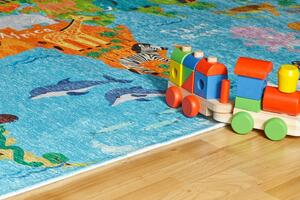 Obsession koberce Detský kusový koberec Torino kids 233 WORLD MAP - 160x230 cm