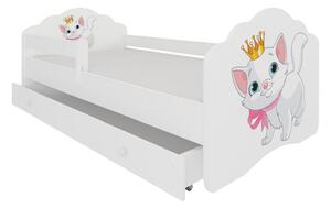 Detská posteľ biela 140x70 cm Mačička Bez zásuvky