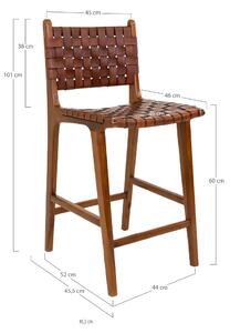Dizajnová barová stolička Jamison hnedá koža