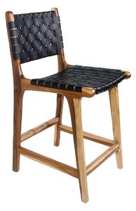 Dizajnová barová stolička Jamison čierna koža