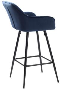 Dizajnová barová stolička Dana modrý zamat