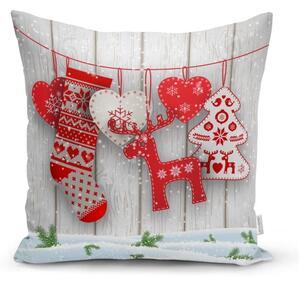 Súprava 4 vianočných obliečok na vankúš a behúň na stôl Minimalist Cushion Covers Happy Holiday