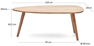 MUZZA Konferenčný stolík anaule Ø 110 x 60 cm prírodný