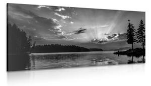 Obraz odraz horského jazera v čiernobielom prevedení Varianta: 100x50