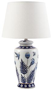 Stolná lampa biela modrá porcelánový podstavec ľanové tienidlo kvetinový vzor osvetlenie obývacia izba spálňa