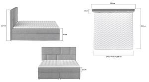 Čalúnená manželská posteľ s úložným priestorom Ferine 145 - svetlosivá