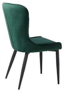 Dizajnová jedálenská stolička Heller zelený zamat