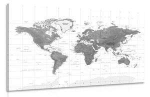Obraz nádherná mapa sveta v čiernobielom prevedení Varianta: 120x80