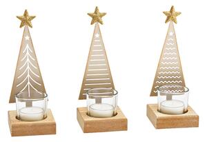 Vianočný kovový svietnik CHRISTMAS TREE 18 cm zlatý
