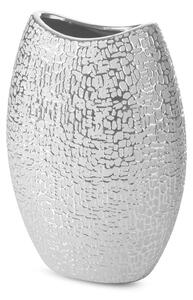 Váza dekoratívna RISO 18 X 9 X 26 cm, keramická hlina, strieborná