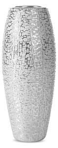 Váza dekoratívna RISO 12 X 30 cm, keramická hlina, strieborná