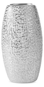 Váza dekoratívna RISO 13 X 9 X 25 cm, keramická hlina, strieborná