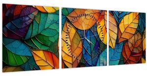 Obraz - Mozaika z listov (s hodinami) (90x30 cm)