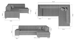 Rohová sedačka s rozkladom a úložným priestorom Ferol L - svetlosivá (Sawana 21) / čierna (Soft 11)