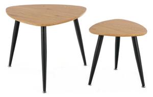 SADA 2x Odkladací stolík NICEA pr. 40/60 cm zlatý dub/čierna