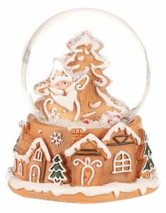 Vianočné snežítko Perníkový Santa Claus, polyresin, 9 cm
