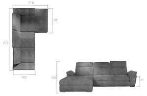 Rohová sedačka s rozkladom a úložným priestorom Tarragon L - tmavosivá (Omega 13)
