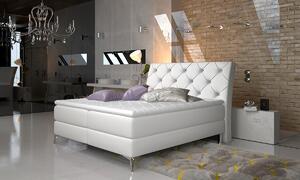 Čalúnená manželská posteľ s úložným priestorom Amika 160 - biela