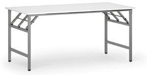 Konferenčný stôl FAST READY, 160x80 cm, sivostrieborná podnož, biela