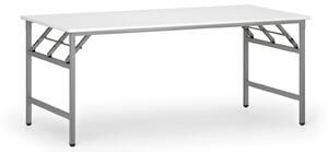 Konferenčný stôl FAST READY, 180x90 cm, sivostrieborná podnož, biela