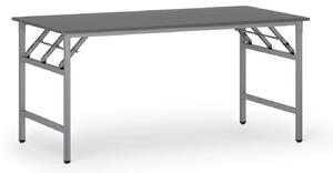 Konferenčný stôl FAST READY, 160x80 cm, sivostrieborná podnož, grafit