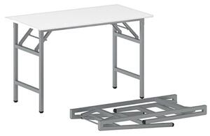 Konferenčný stôl FAST READY, 120x60 cm, sivostrieborná podnož, biela