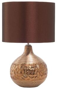 Stolná lampa hnedé tienidlo z umelého hodvábu zlatý porcelánový podstavec výška 48 cm tradičná obývacia izba