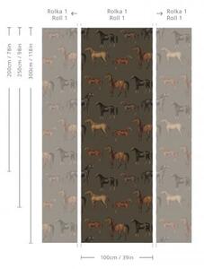 WALLCOLORS Horses olive wallpaper - tapeta POVRCH: Prowall Eco