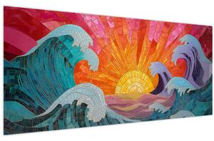 Obraz - Mozaika vĺn (120x50 cm)