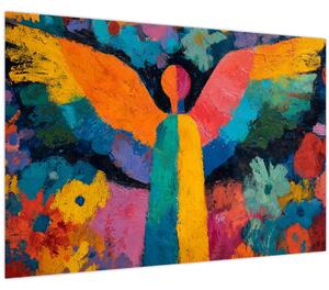 Obraz - Abstraktný anjel s kvetmi (90x60 cm)