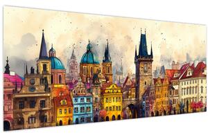 Obraz - Jeseň v maľovanom meste (120x50 cm)