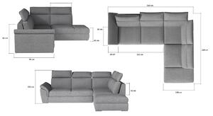 Rohová sedačka s rozkladom a úložným priestorom Leren L - sivá (Sawana 05) / biela (Soft 17)