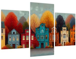 Obraz - Maľované jesenné mesto (90x60 cm)