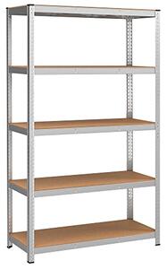 5-úrovňový oceľový regál s vysokou nosnosťou 750 kg, 60 x 120 x 200 cm, strieborný
