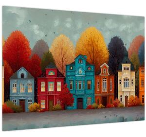 Obraz - Maľované jesenné mesto (70x50 cm)