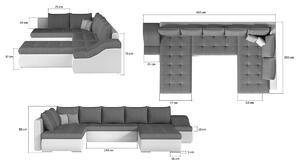 Rohová sedačka U s rozkladom a úložným priestorom Grosseto P - čierna (Sawana 14) / čierna (Soft 11)