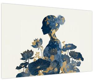 Obraz - Mramorový profil ženy (90x60 cm)