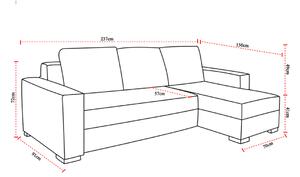 Rohová sedačka s rozkladom a úložným priestorom Novara L/P - sivá (Sawana 05) / biela (Soft 17)