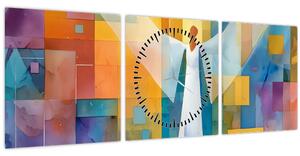 Obraz - Geometrický anjel (s hodinami) (90x30 cm)