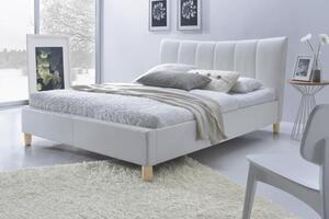 HALMAR, SANDY čalúnená posteľ 160x200, biela eko koža